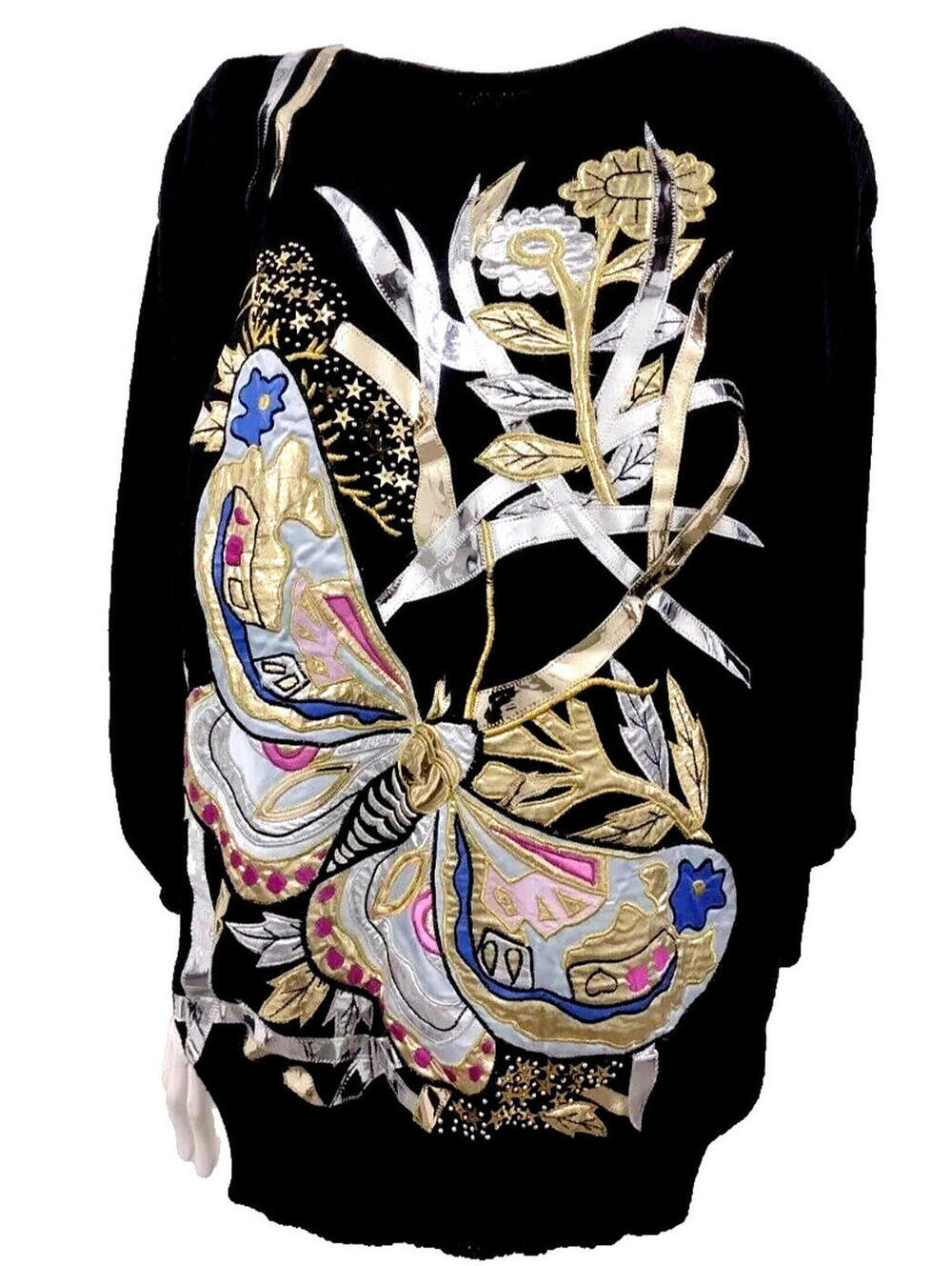 Metallic Huge Butterfly Sweater BONNIE BOERER 1987 Evening Wear NEW WAVE Couture - Picture 2 of 11